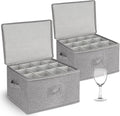 punemi Wine Glass Storage Box - Stackable 24-Glass Moving Case