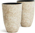 Worth 9 Gallon Tall Round Planters Set of 2 - Stone Finish Tall