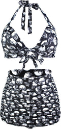 Honeystore Retro 50s Halter High Waist Ruched Bikini Swimsuit