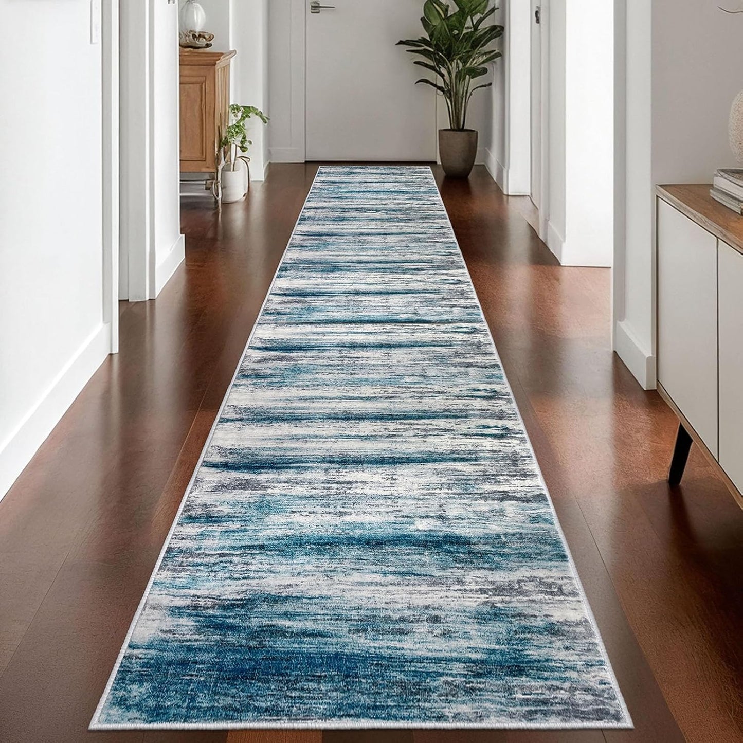 KOZYFLY Modern Abstract Hallway Runner Rug for Entryway Use