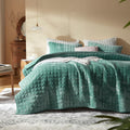 Velvet Quilt Oversized California King Comforter Set - Plush Aqua