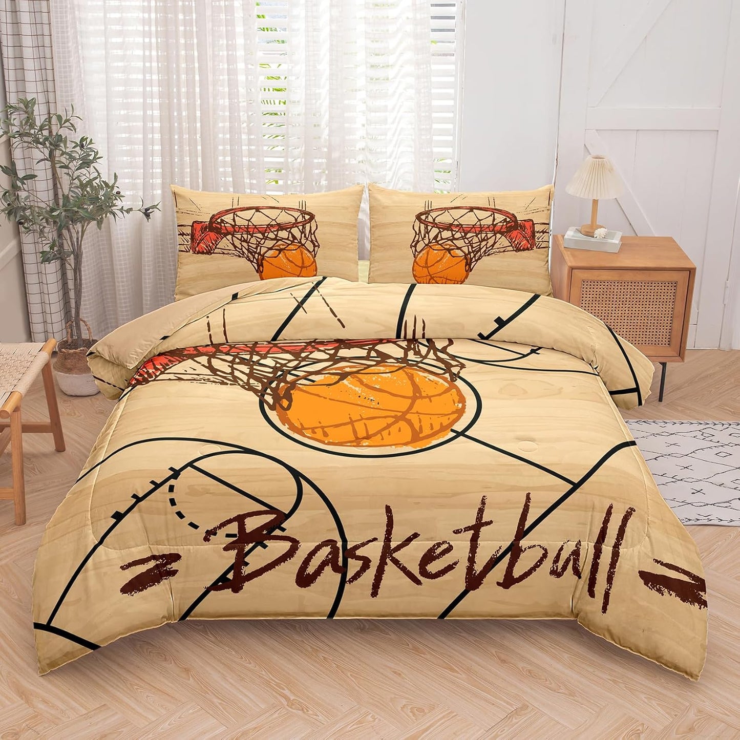 Basketball Comforter Set Twin 3D Printed Soft Microfiber Bedding