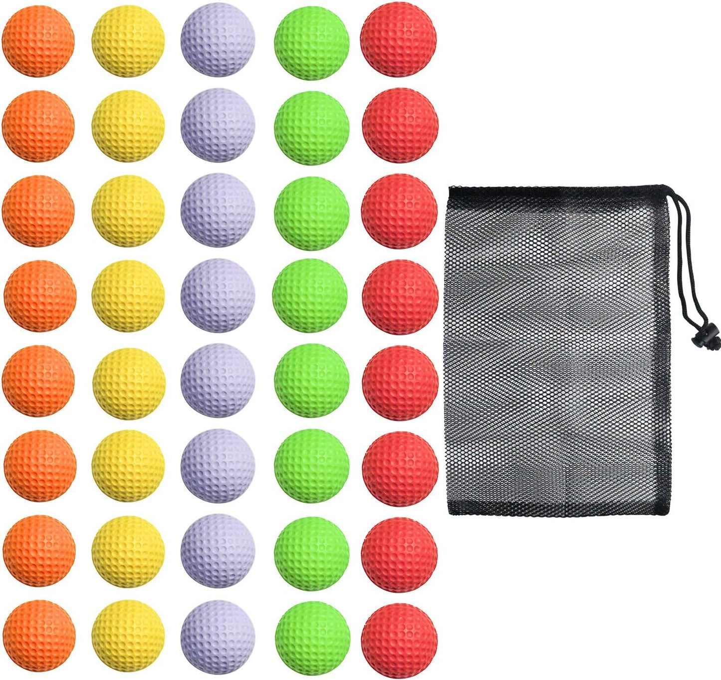 40 Foam Golf Practice Balls - Realistic Feel, Limited Flight