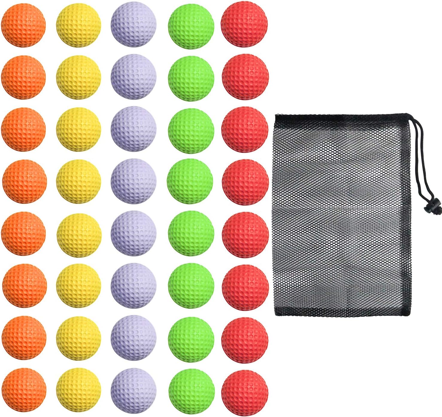 40 Foam Golf Practice Balls - Realistic Feel, Limited Flight
