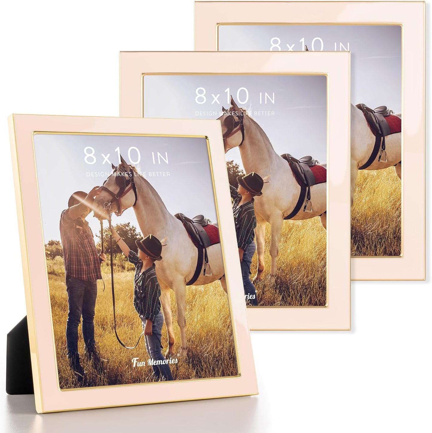 Fun Memories 8x10 Pink Enamel Picture Frame Set for Home Decor