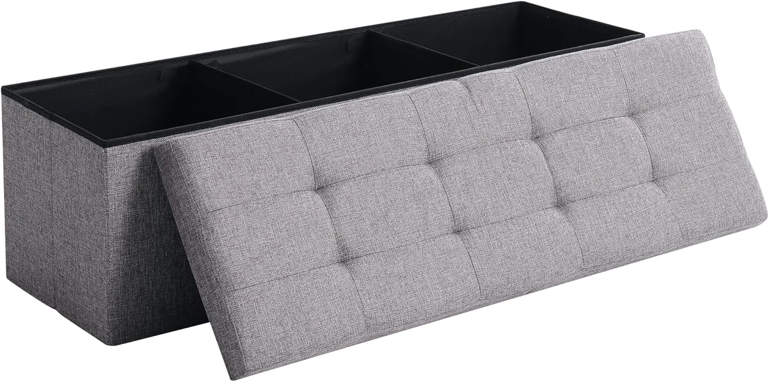 Cuyoca 45.3 Inches Foldable Seat Footrest Shoe Bench Storage