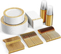 FOCUSLINE 350 Ct Gold Dinnerware Set for 50 Guests - Elegant