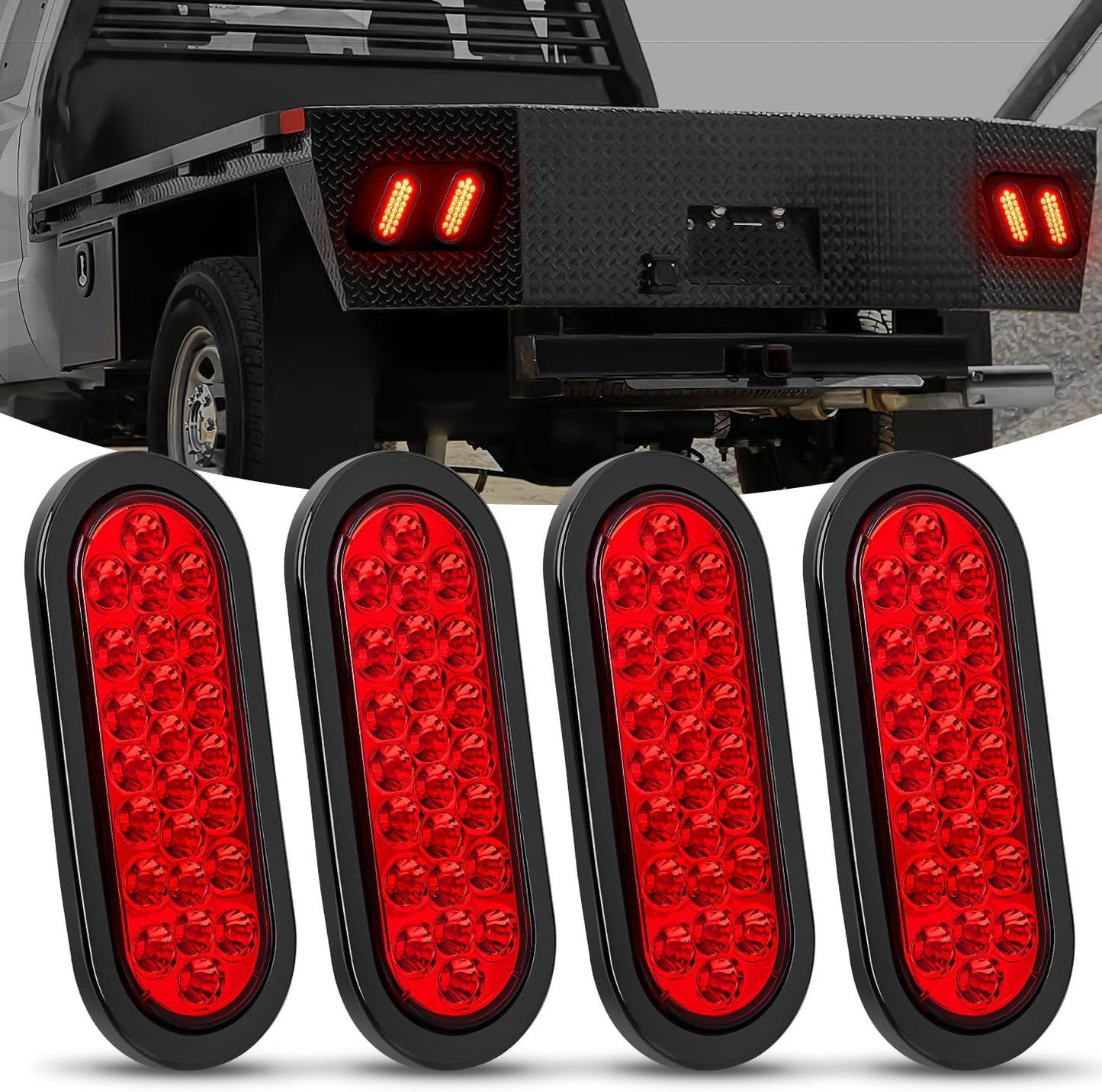Nilight 6Inch Oval Trailer Tail Light with 24LEDs for Trucks