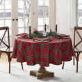 Stowe Tartan Holiday Plaid Cotton Oval Tablecloth 60in x84in - Festive