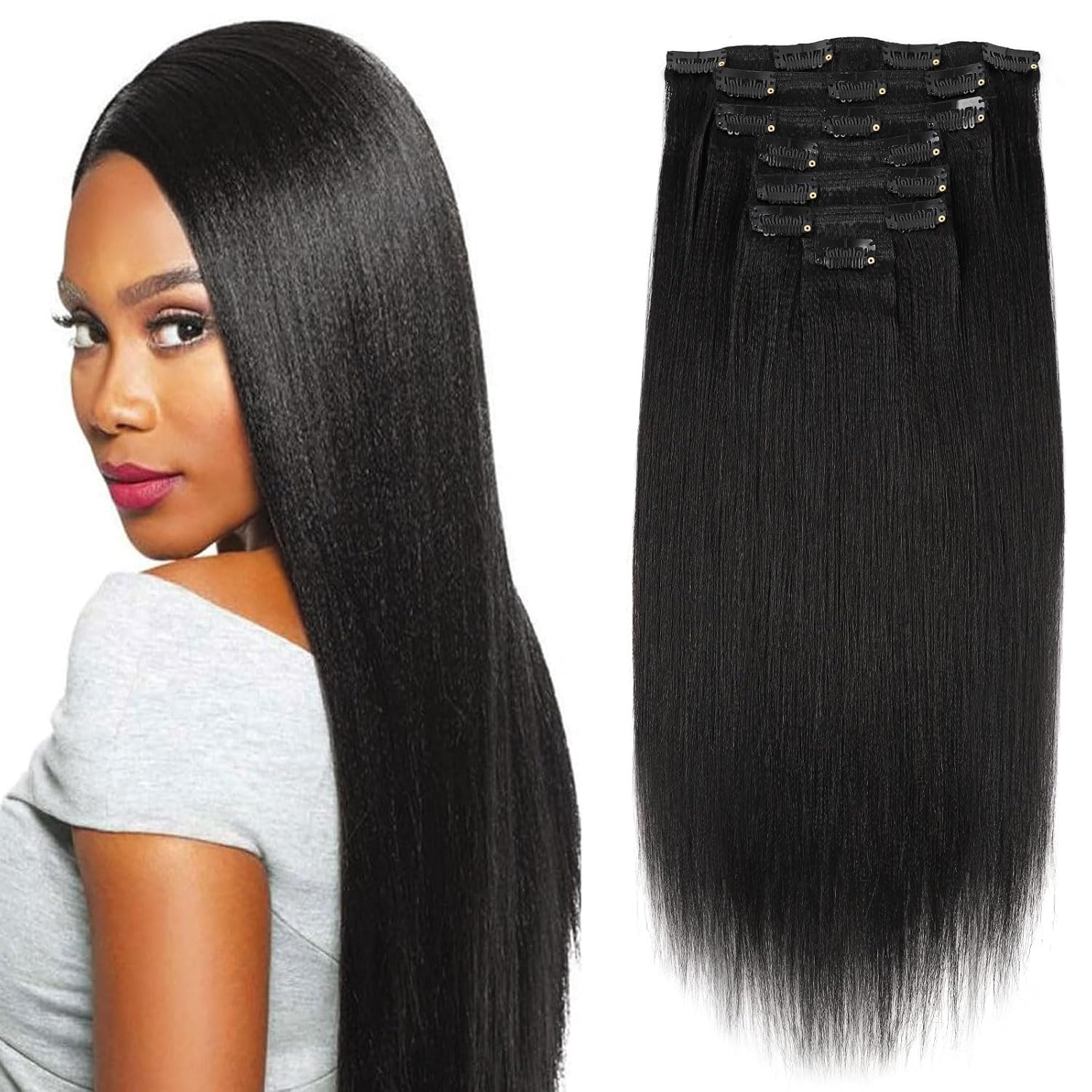 Sassina 22 Inch Clip in Human Hair Extensions for Natural Style