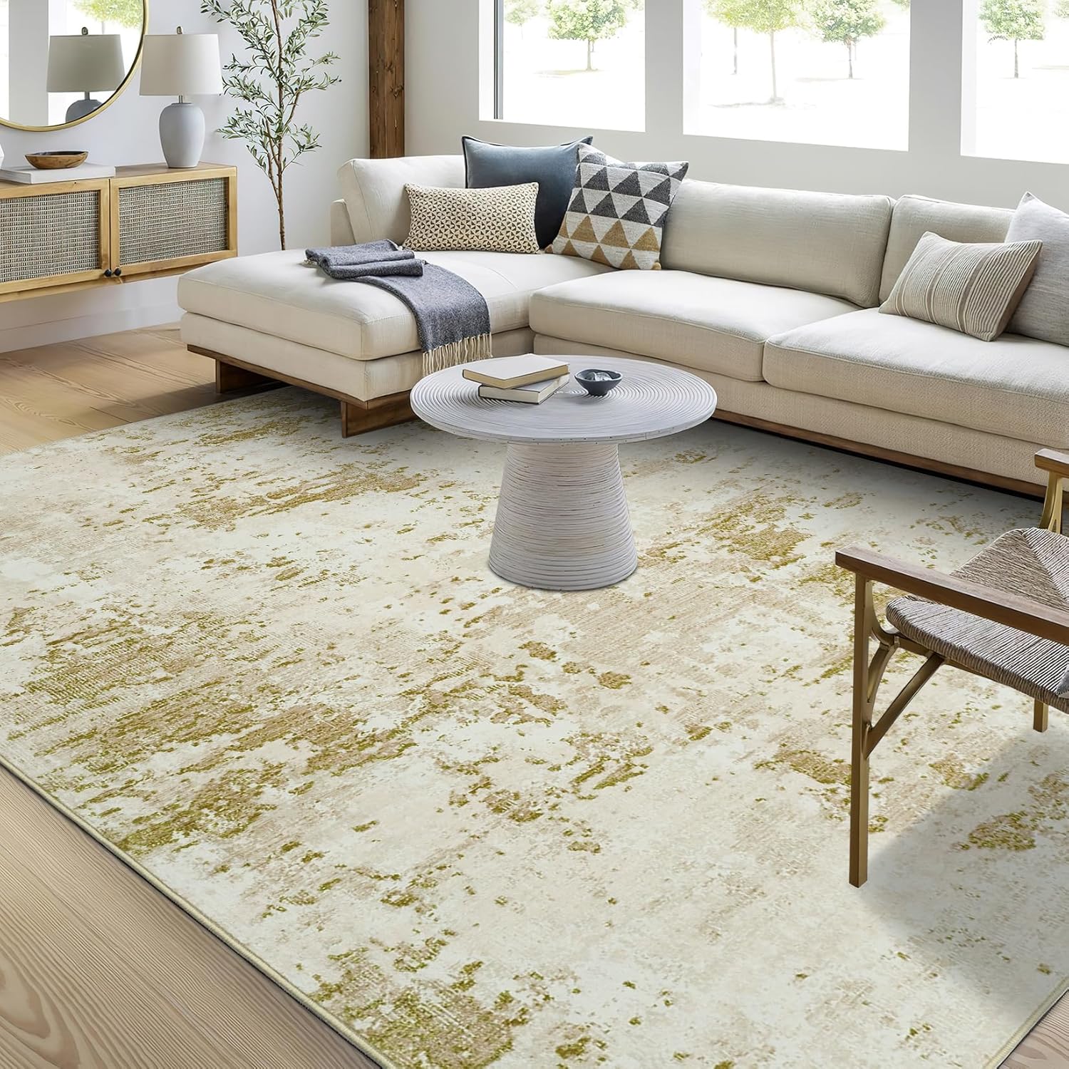 Modern Abstract Area Rug 4x6 Non Slip for Bedroom Living Room