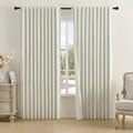 DUALIFE Natural Birch Curtains 96 in Length - Room Darkening Linen