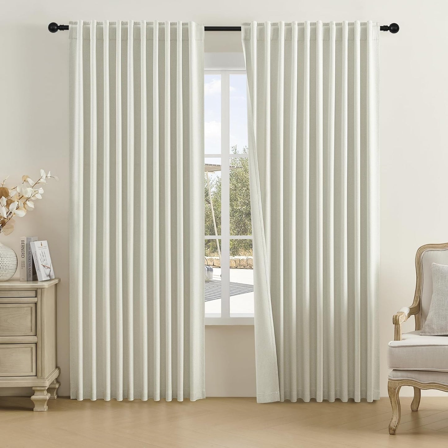 DUALIFE Natural Birch Curtains for Room Darkening and Style