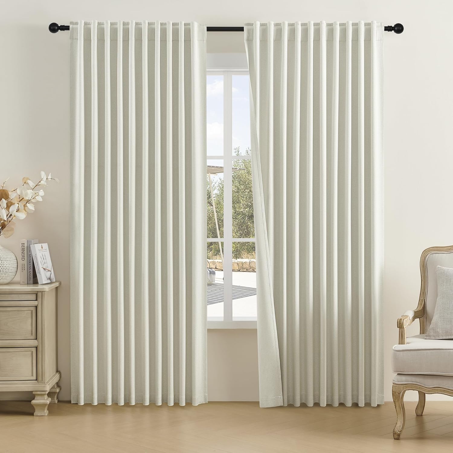 DUALIFE Natural Birch Curtains for Room Darkening and Style