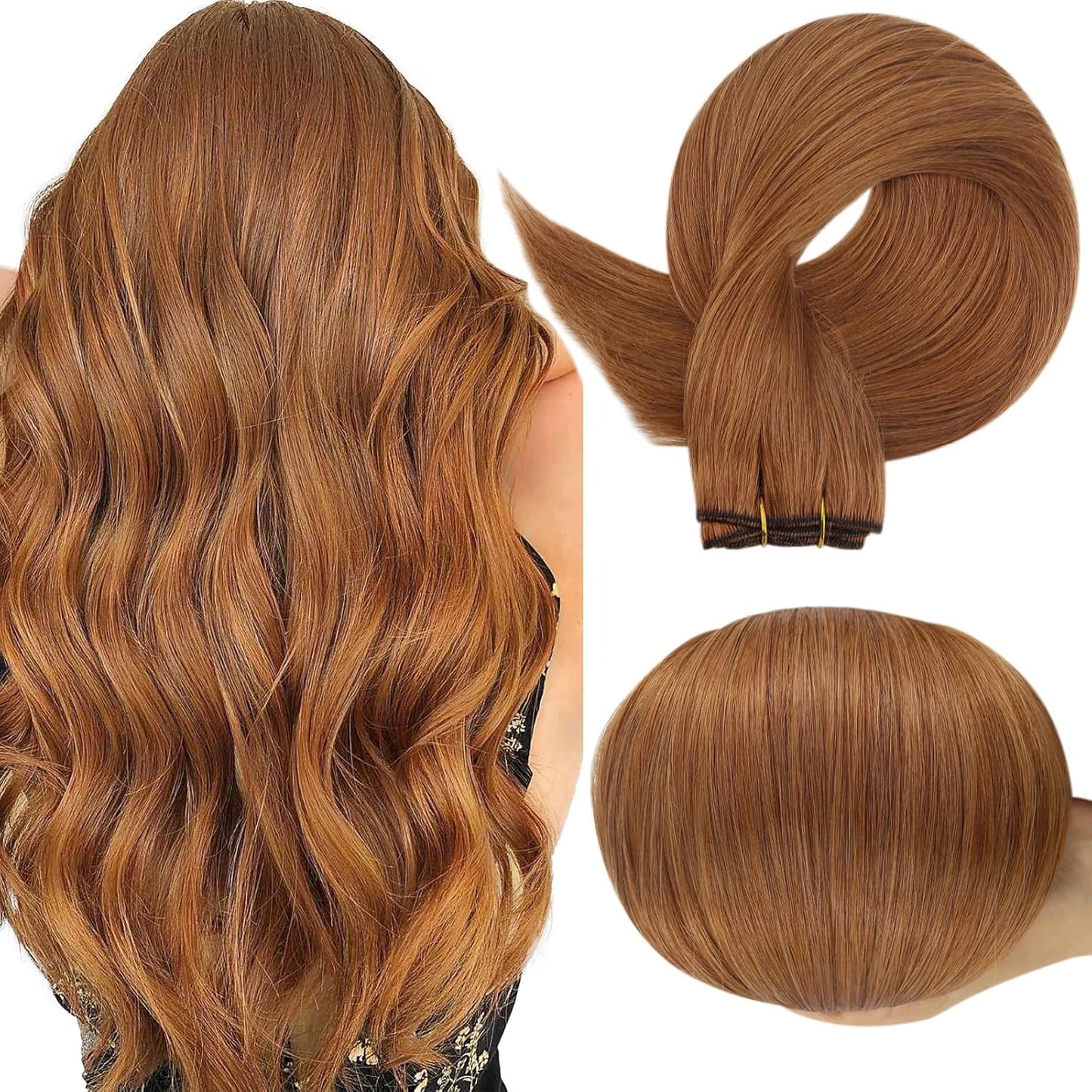 Full Shine 22 Inch Copper Weft Hair Extensions for Seamless Style