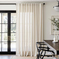 Beige Linen Blend Curtain for Sliding Door, 90 Inches Long