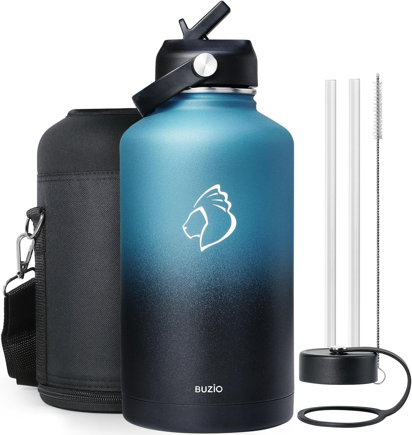 BUZIO Insulated Water Bottle with Straw Lid for Ultimate Hydration