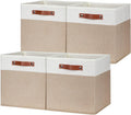 Fabric Baskets for 13x13 Storage Cubes - Set of 4 Beige & White