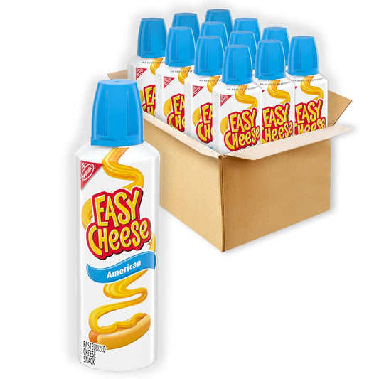 EASY CHEESE American Cheese Snack - 12 Cans of Creamy Goodness