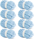 HOMBYS Sky Blue Chunky Chenille Yarn for Blankets - Soft, Super Bulky