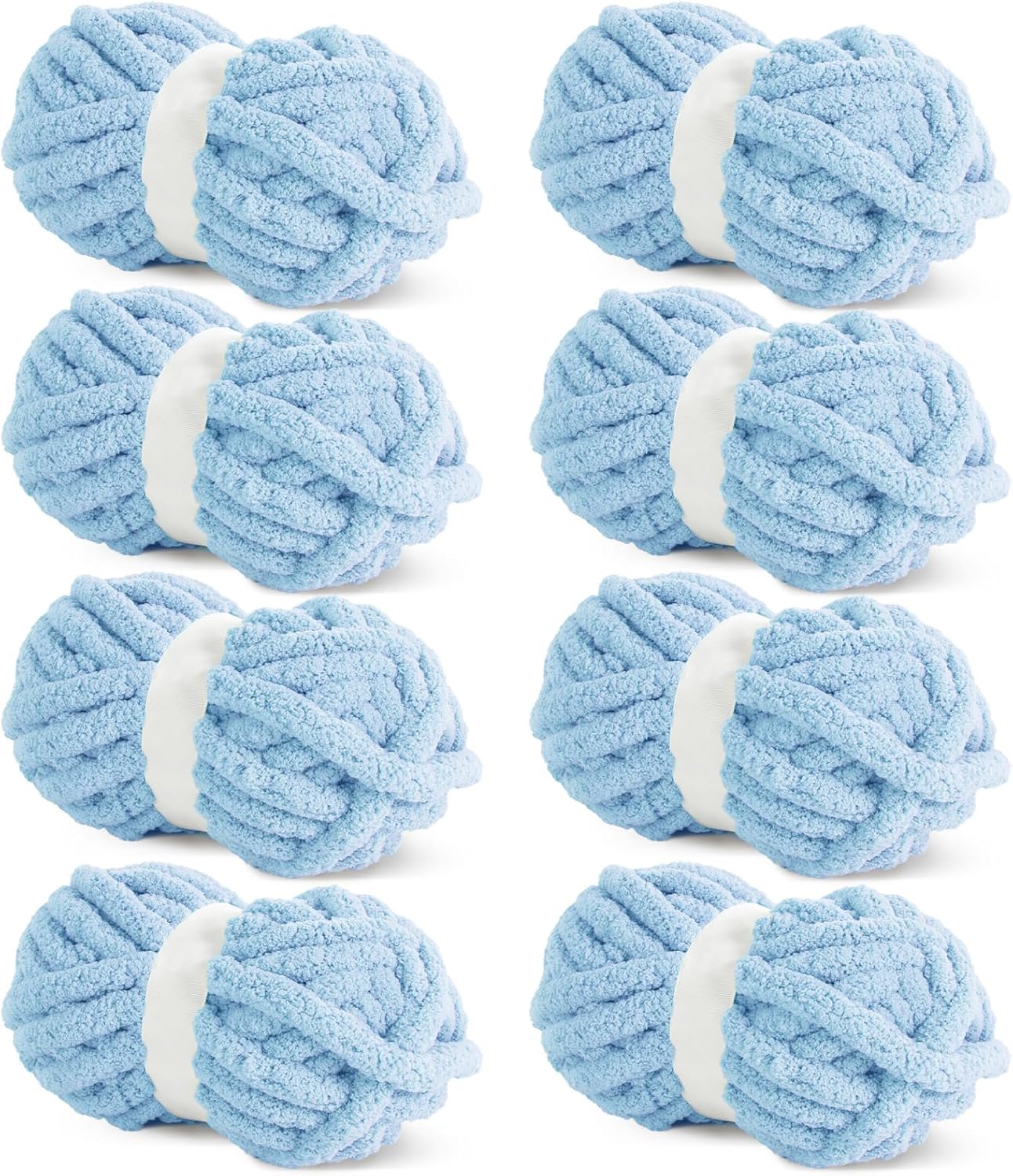 HOMBYS Sky Blue Chunky Chenille Yarn for Cozy Knitting Projects