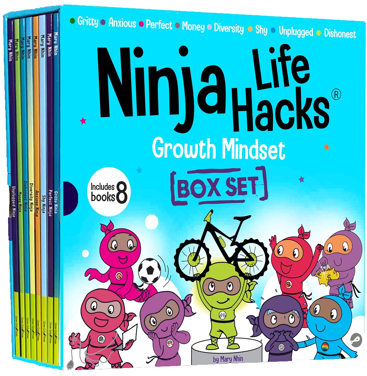 Ninja Life Hacks Growth Mindset 8 Book Box Set for Kids