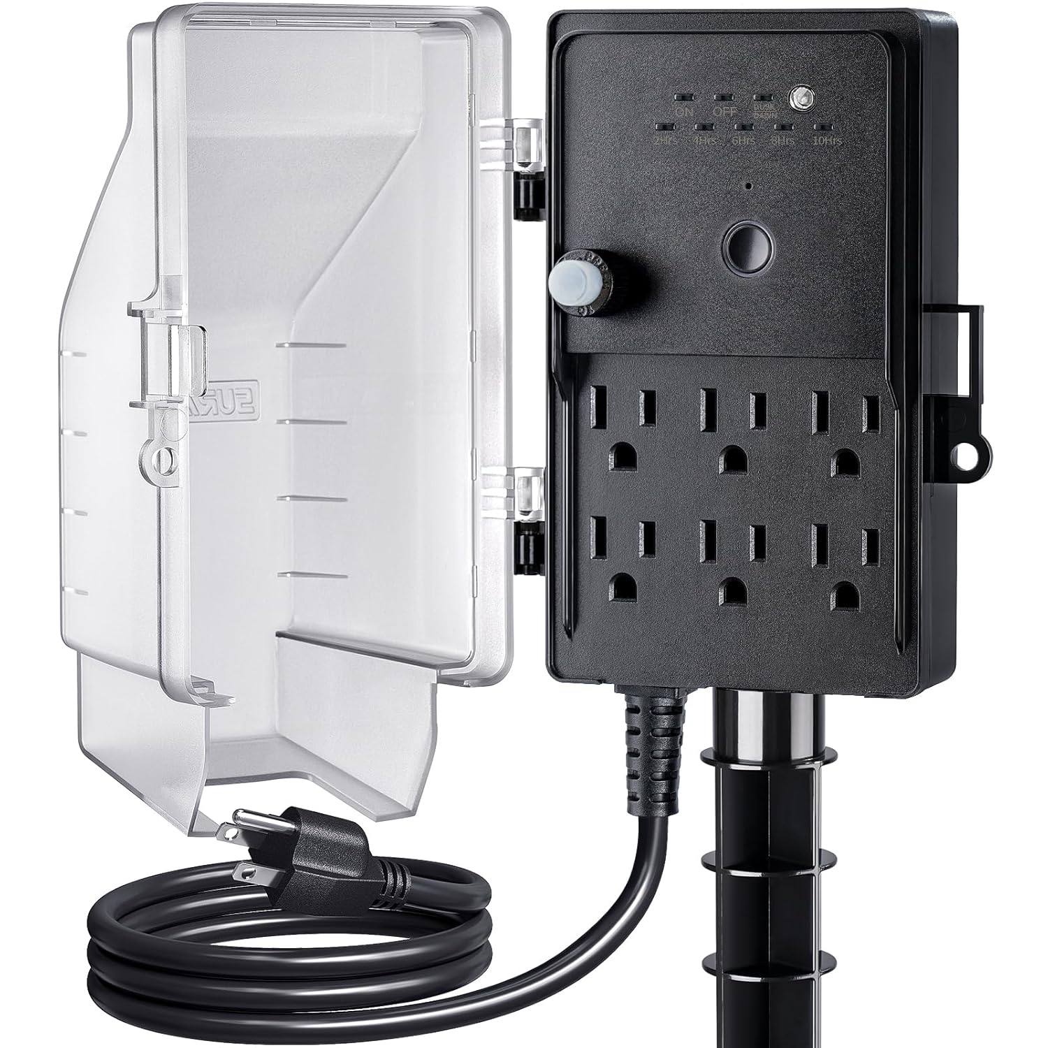 SURAIELEC Outdoor Power Stake: Weatherproof Timer & 6 Outlet Strip