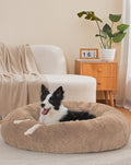 Calming Donut Dog Bed Pillow for Large Pets - Plush Ocher 36 in