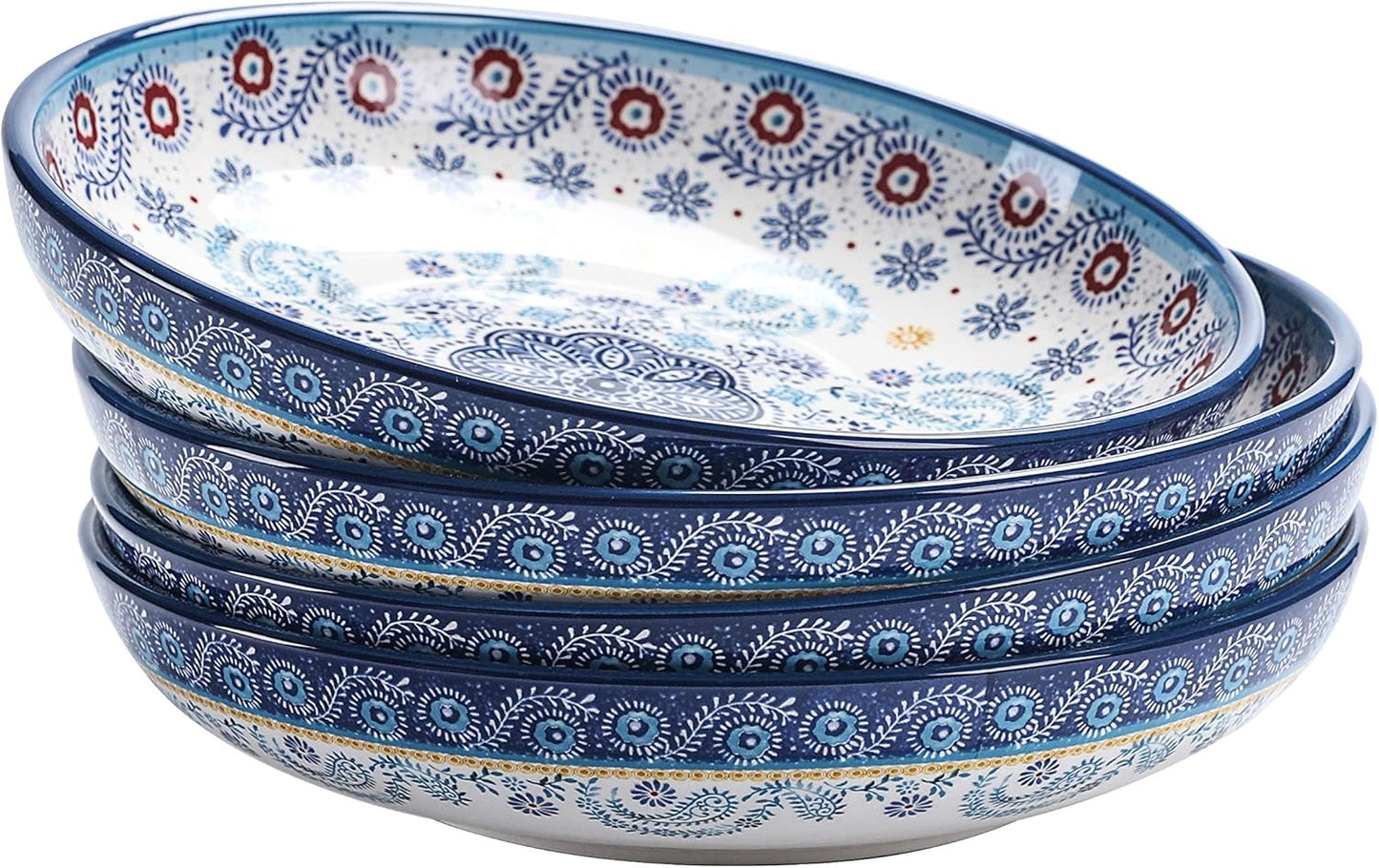 Bico Blue Talavera Pasta Bowls Set of 4 for Stylish Dining