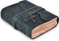 Vintage Leather Journal 10x7 in - Handmade Deckle Paper