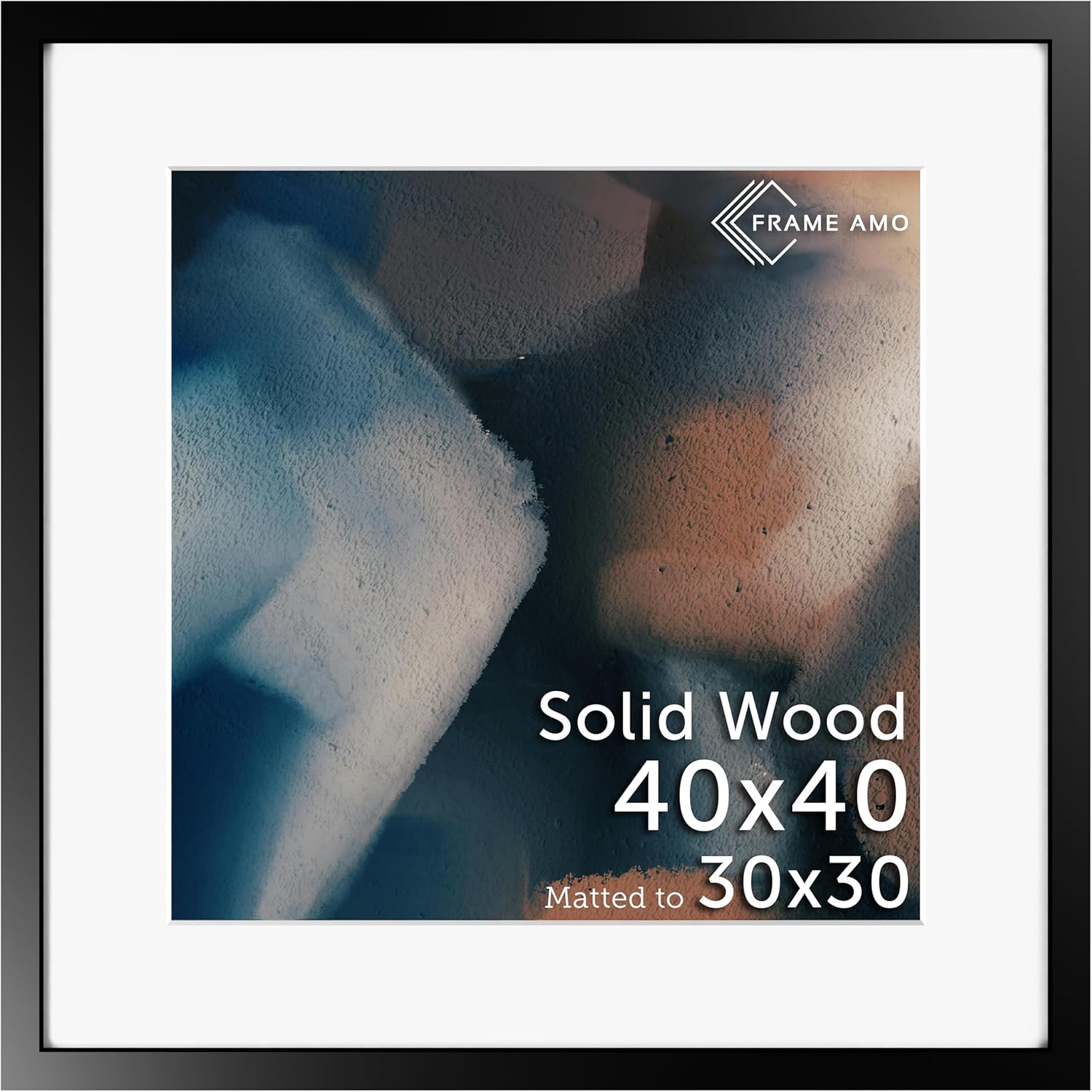 40x40 Solid Wood Poster Frame with Mat Opening for 30x30 Image