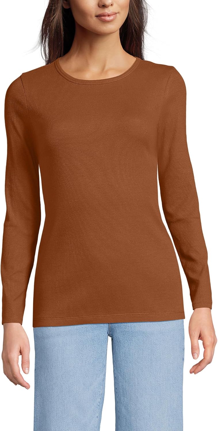Lands' End Women's Cotton Rib Knit T-Shirt: Comfort & Style