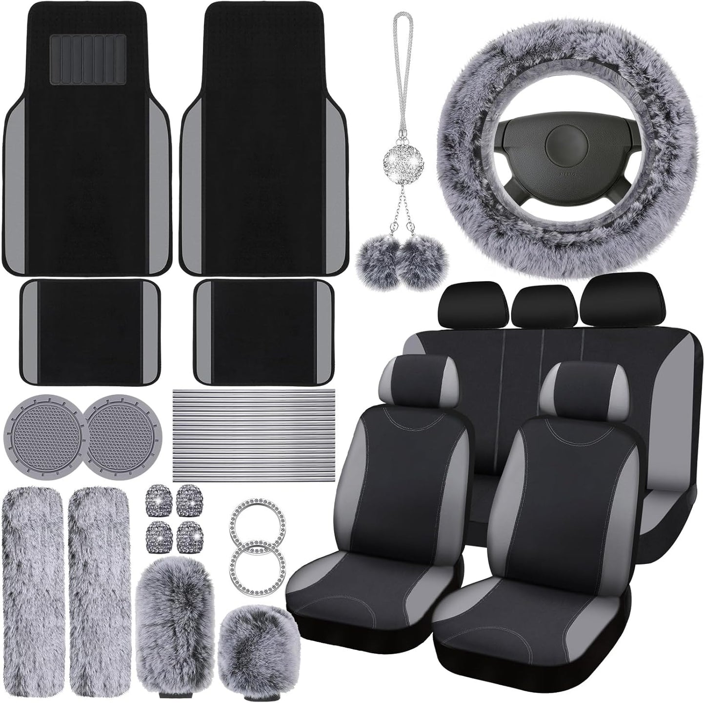 Woanger 47 Car Seat Cover Full Set for Women with Plush Design