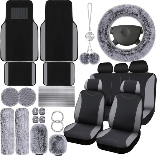 Woanger 47 Car Seat Cover Full Set for Women with Plush Design
