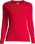 Cotton Rib Long Sleeve Crewneck T-Shirt for Women - Stylish Fit