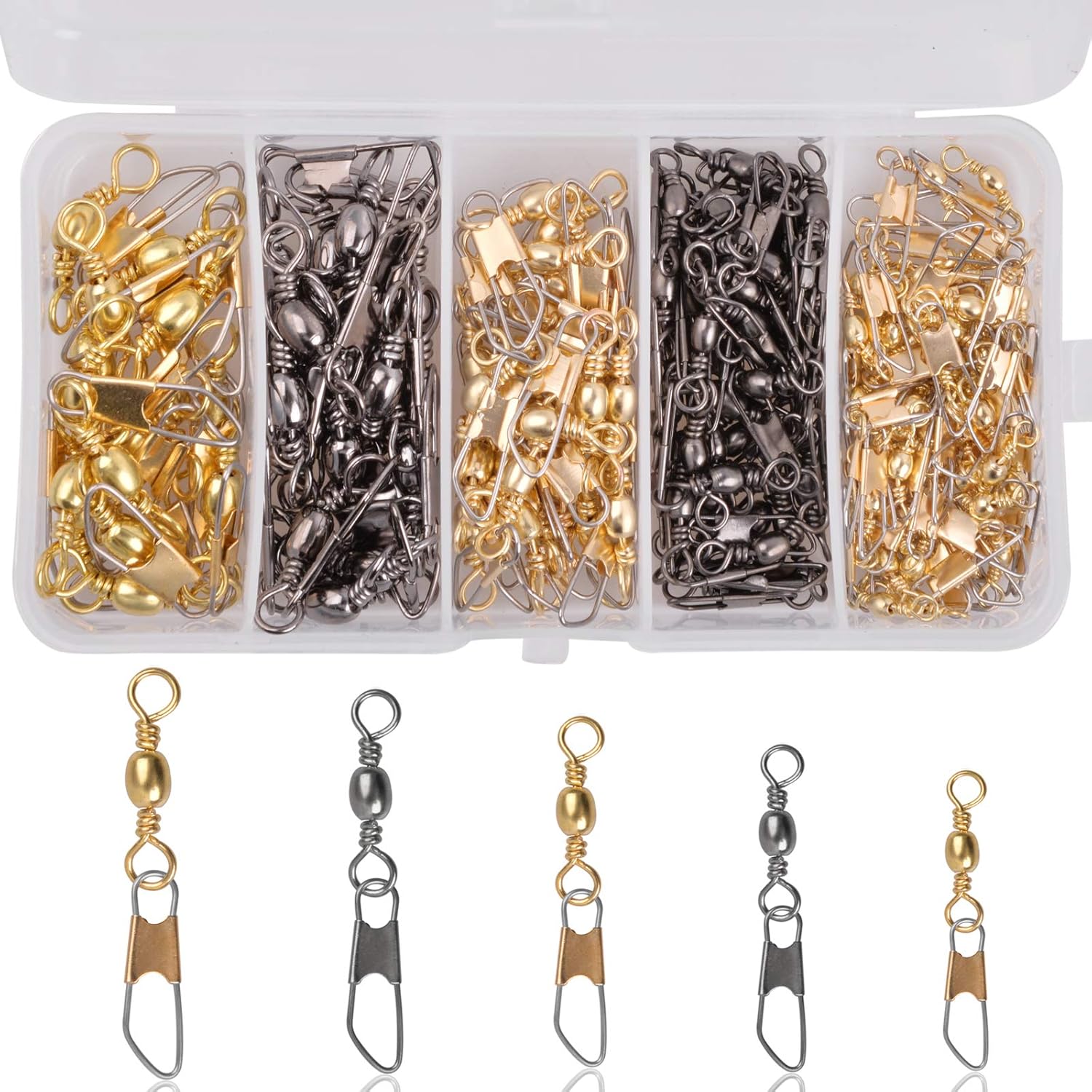 High Strength Fishing Swivels with Safety Snap by JSHANMEI