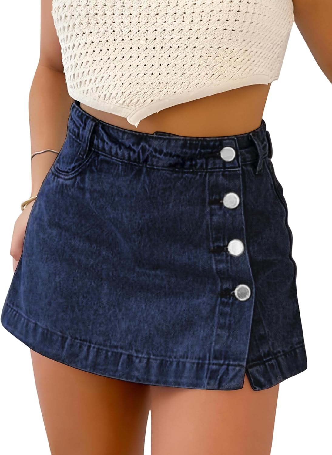 Trendy Denim Skort for Women with Slit Mini Design and Comfort