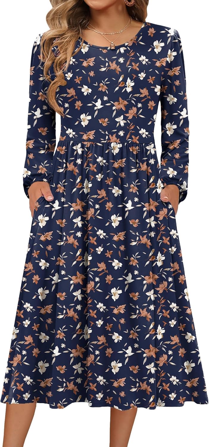 Zeagoo Long Sleeve Dresses for Women - Casual Flowy A-Line