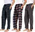 Mens Fleece PJ Pants 1Pack or 3Pack - Soft Plaid Lounge Pants