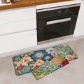 Boho Floral Kitchen Rugs Mats for Floor - Cushioned Comfort Set