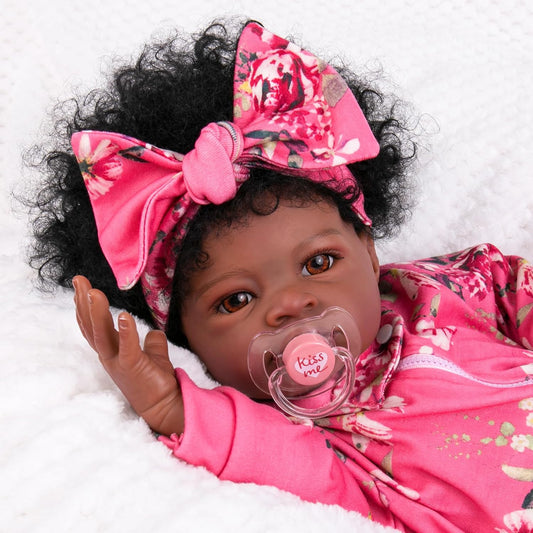 Aori 20-inch Black Girl Reborn Baby Doll with Accessories
