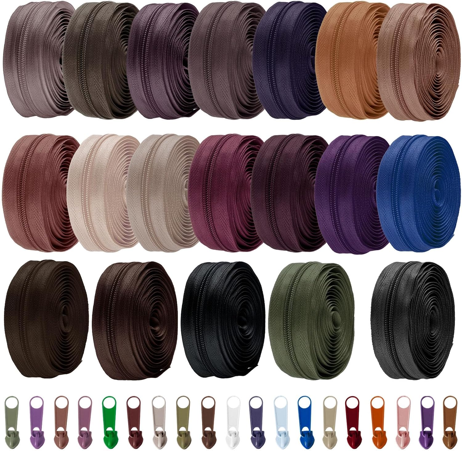 WILLBOND 100 Yards Nylon Coil Zippers in 20 Retro Colors