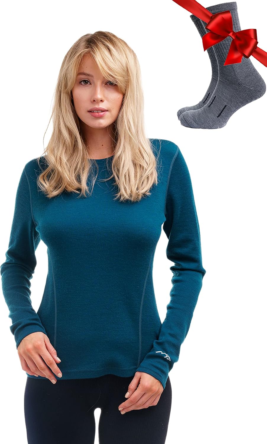 Merino Wool Base Layer Women - Super Soft Thermal Shirt & Socks