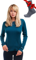 Merino Wool Base Layer Women Midweight Long Sleeve - Thermal Fit