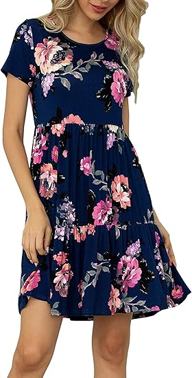 Levaca Women Summer Ruffle Loose Swing Casual Dress Review