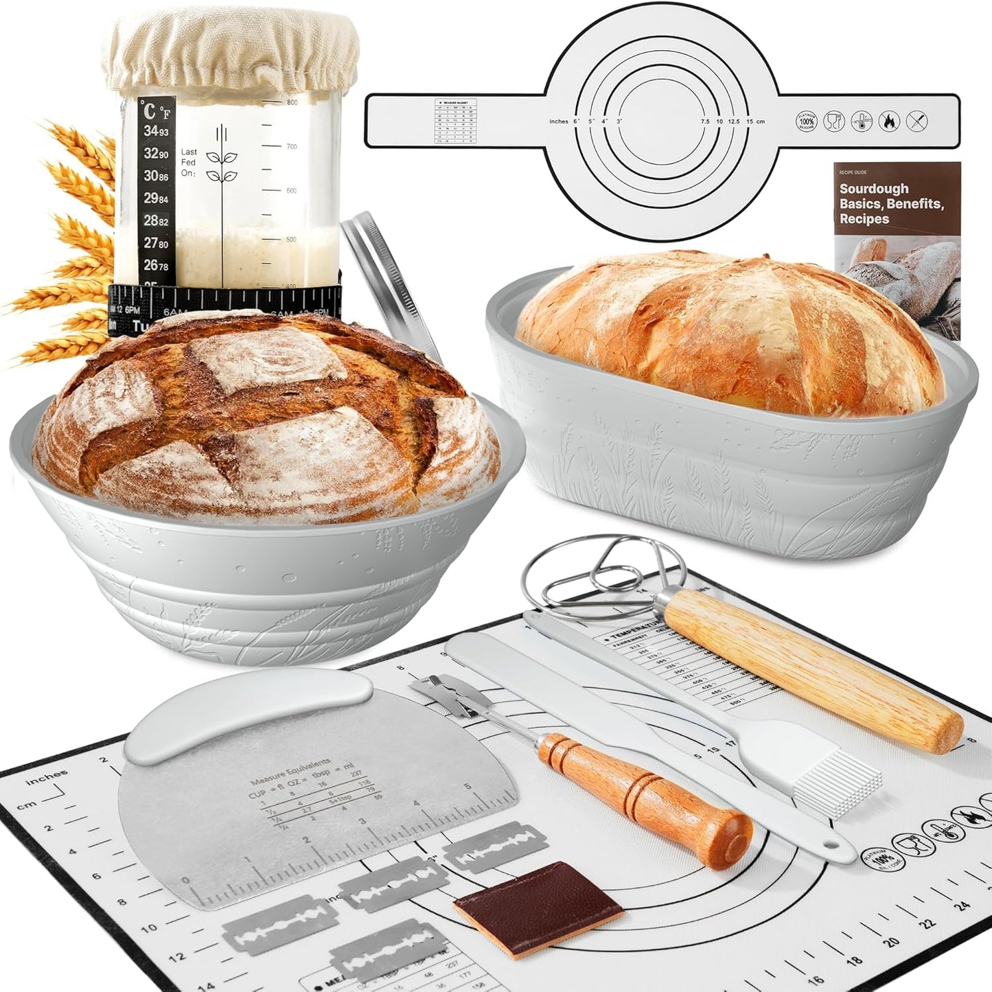 Complete Sourdough Starter Kit with Jar for Beginners and Pros
