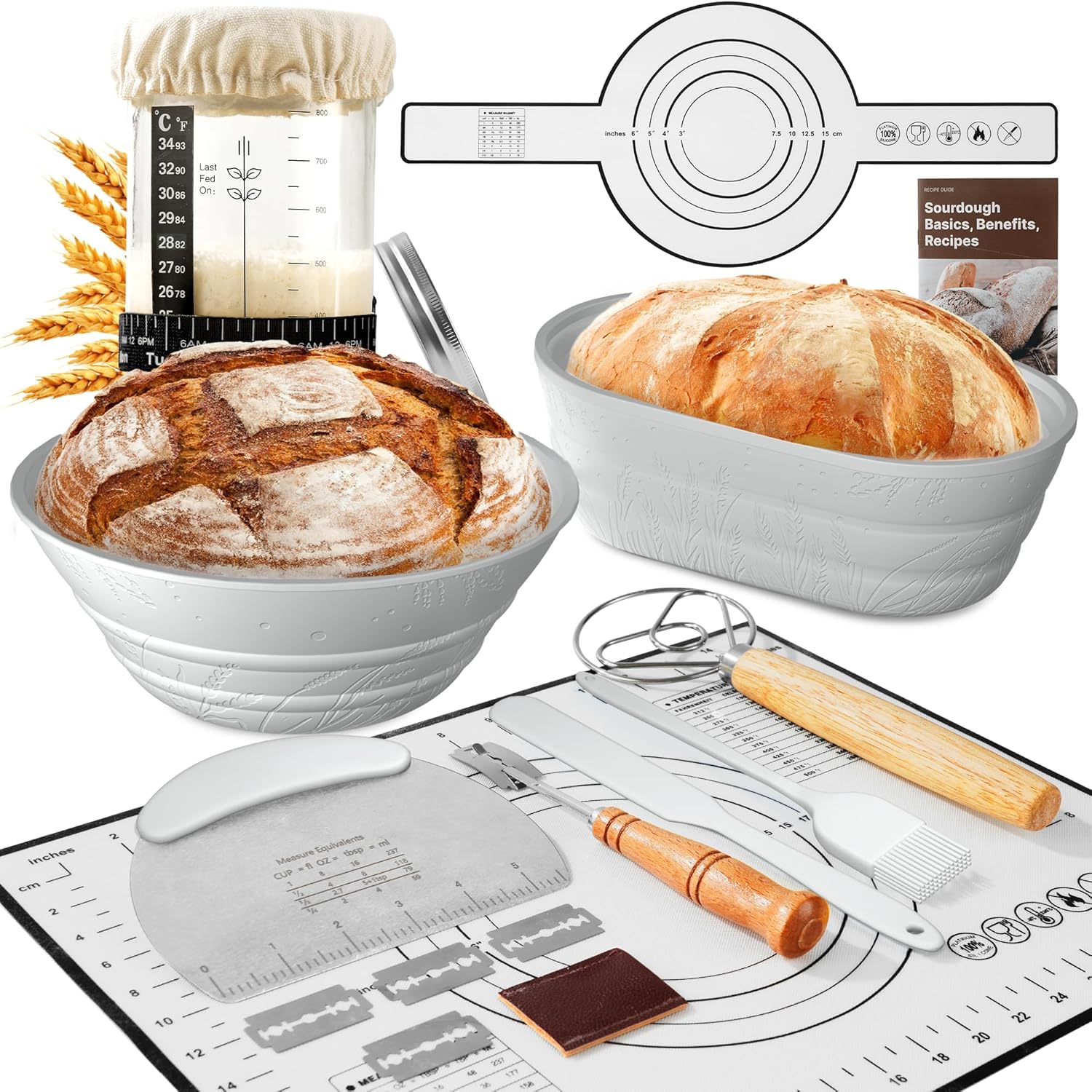 Complete Sourdough Starter Kit with Jar for Beginners and Pros