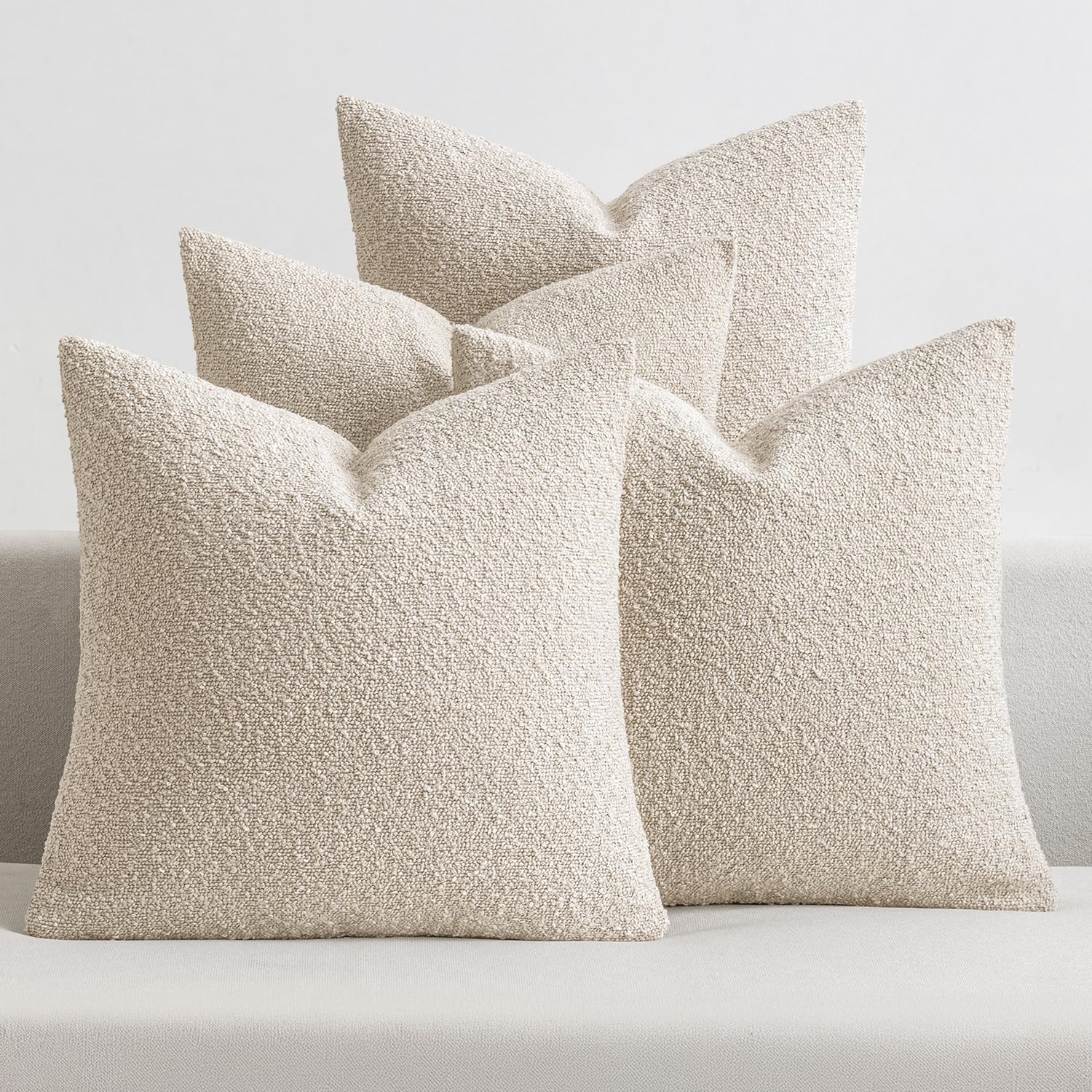 MIULEE Decorative Textured Boucle Throw Pillow Covers 18x18 in