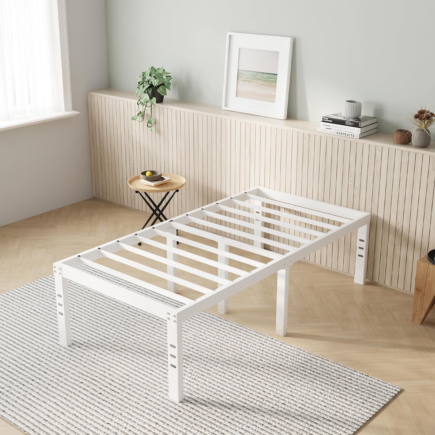 Novilla Twin Bed Frame with Storage and Heavy Duty Support