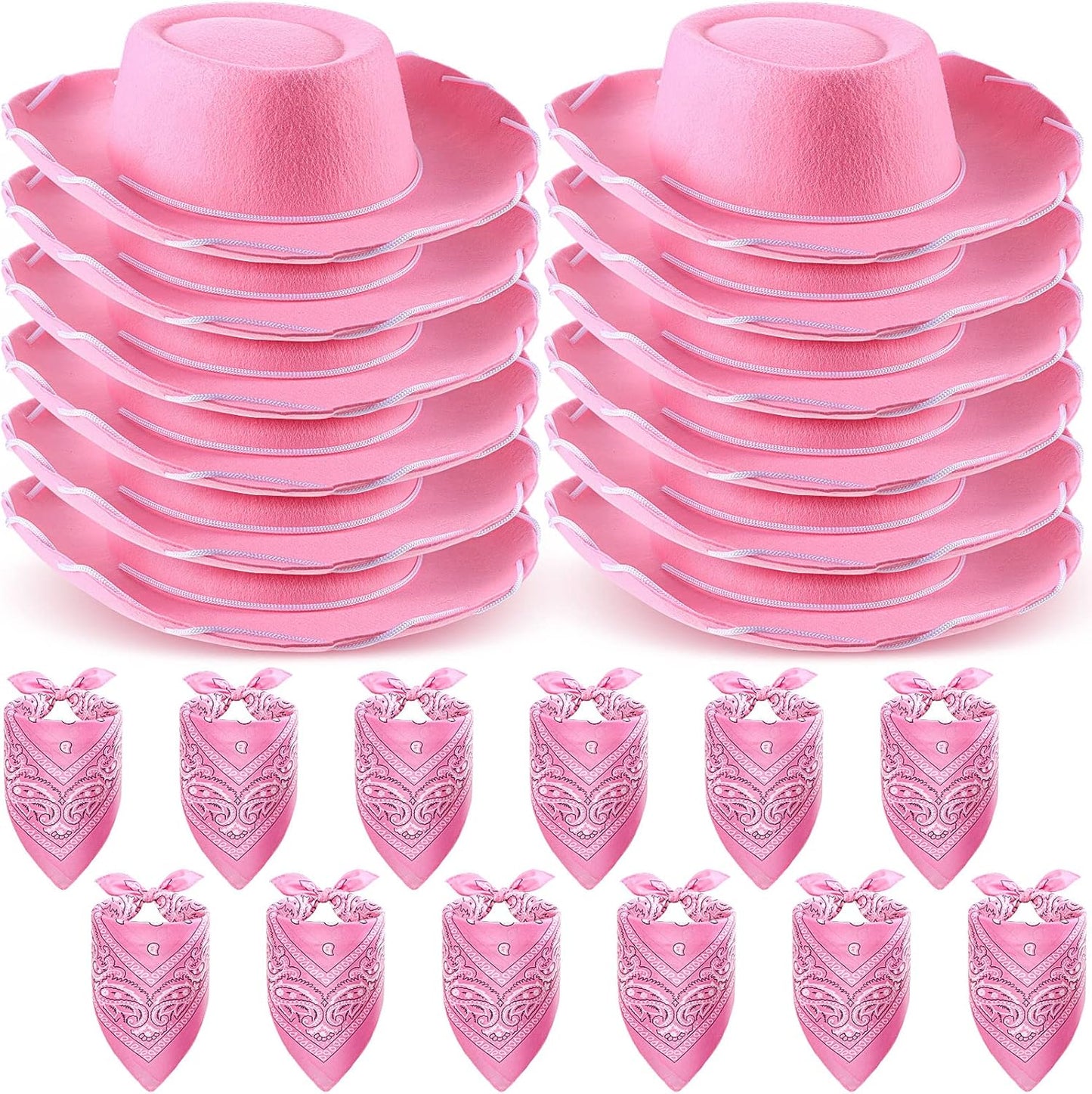 24 Pieces Cowboy Hats and Bandanas for Kids Western Costume